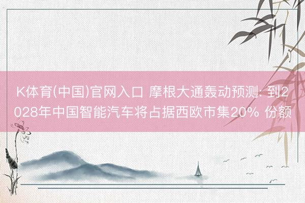 K体育(中国)官网入口 摩根大通轰动预测: 到2028年中国智能汽车将占据西欧市集20% 份额