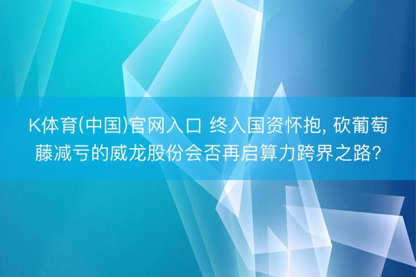 K体育(中国)官网入口 终入国资怀抱， 砍葡萄藤减亏的威龙股份会否再启算力跨界之路?