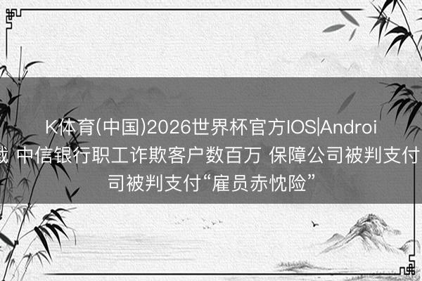 K体育(中国)2026世界杯官方IOS|Android手机app下载 中信银行职工诈欺客户数百万 保障公司被判支付“雇员赤忱险”