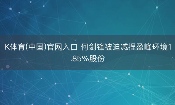 K体育(中国)官网入口 何剑锋被迫减捏盈峰环境1.85%股份