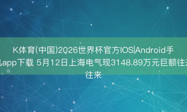 K体育(中国)2026世界杯官方IOS|Android手机app下载 5月12日上海电气现3148.89万元巨额往来
