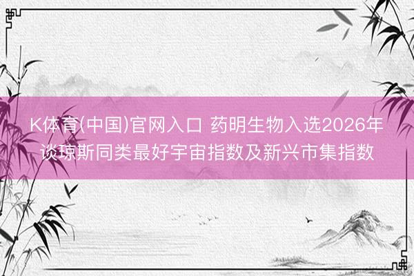 K体育(中国)官网入口 药明生物入选2026年谈琼斯同类最好宇宙指数及新兴市集指数