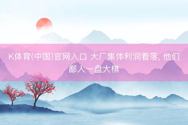 K体育(中国)官网入口 大厂集体利润着落， 他们鄙人一盘大棋