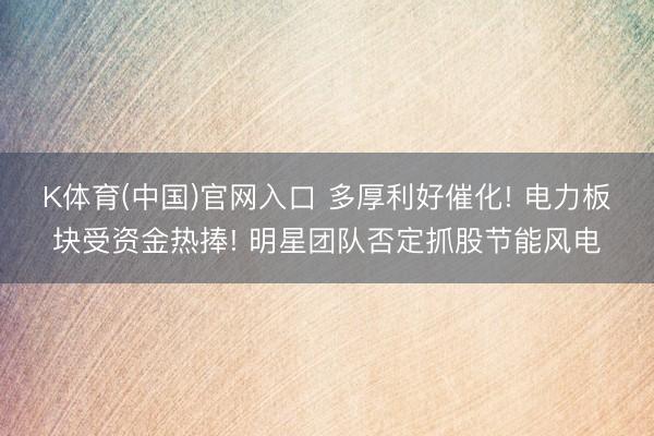 K体育(中国)官网入口 多厚利好催化! 电力板块受资金热捧! 明星团队否定抓股节能风电