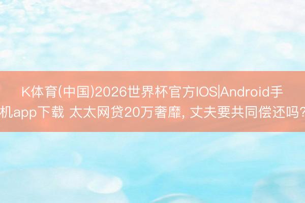 K体育(中国)2026世界杯官方IOS|Android手机app下载 太太网贷20万奢靡， 丈夫要共同偿还吗?