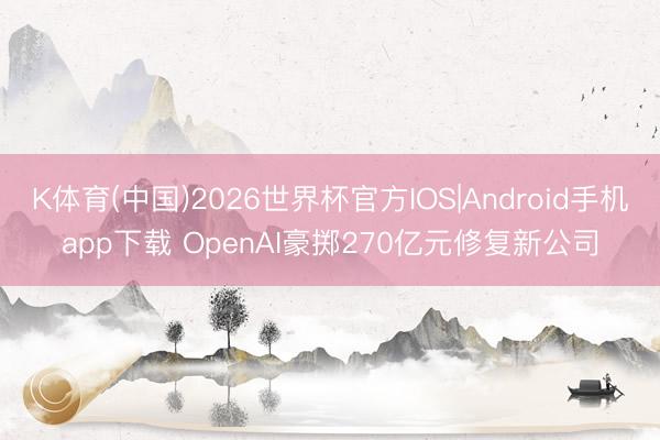 K体育(中国)2026世界杯官方IOS|Android手机app下载 OpenAI豪掷270亿元修复新公司