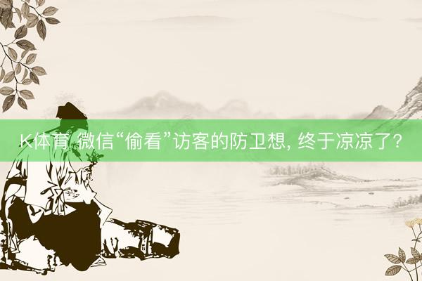 K体育 微信“偷看”访客的防卫想， 终于凉凉了?