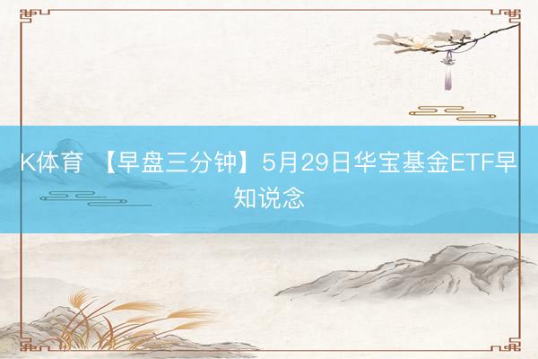 K体育 【早盘三分钟】5月29日华宝基金ETF早知说念