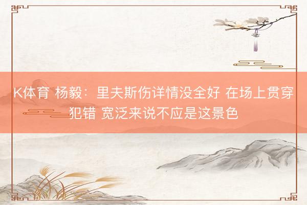 K体育 杨毅：里夫斯伤详情没全好 在场上贯穿犯错 宽泛来说不应是这景色