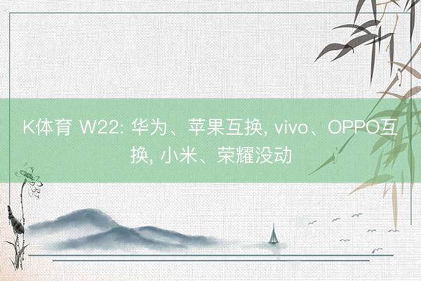 K体育 W22: 华为、苹果互换， vivo、OPPO互换， 小米、荣耀没动