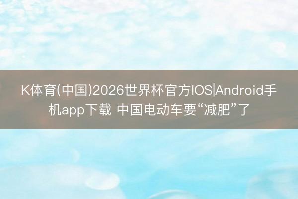 K体育(中国)2026世界杯官方IOS|Android手机app下载 中国电动车要“减肥”了
