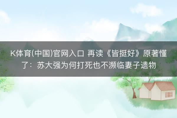 K体育(中国)官网入口 再读《皆挺好》原著懂了:苏大强为何打死也不濒临妻子遗物