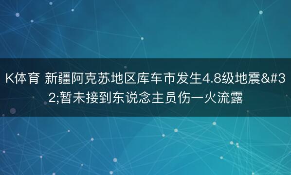 K体育 新疆阿克苏地区库车市发生4.8级地震 暂未接到东说念主员伤一火流露