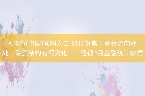 K体育(中国)官网入口 财经聚焦｜资金流向那处，融资结构有何变化——透视4月金融统计数据