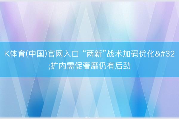 K体育(中国)官网入口 “两新”战术加码优化 扩内需促奢靡仍有后劲